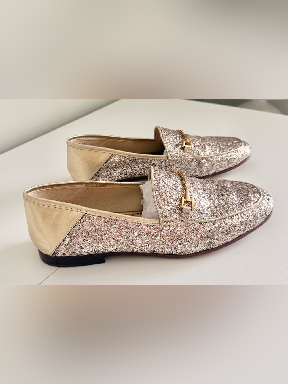✨ Sam Edelman Loraine Glitter Horsebit Loafers – Rose Gold Sparkle – W Size 10 ✨ - Picture 4 of 6